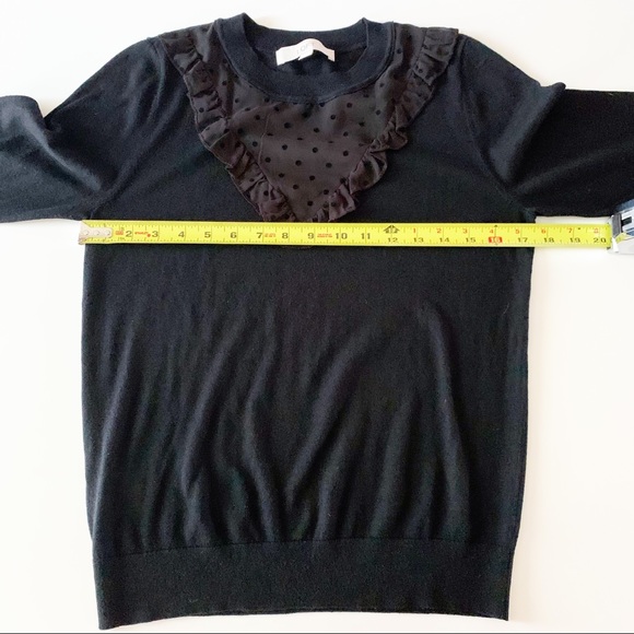 LOFT lightweight sweater w/ polka dot mesh detailing black size M, runs small - Picture 8 of 8